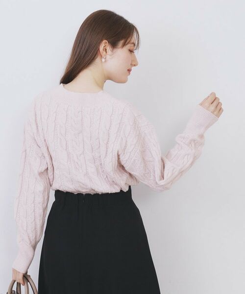 index / インデックス ニット・セーター | ラメ混ファンシーケーブルVネックニット【洗濯機OK】 | 詳細9