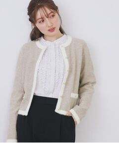 index / インデックス カーディガン・ボレロ | フェザーバイカラークルーネックカーディガン【洗濯機OK】
