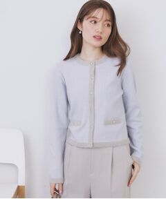 index / インデックス カーディガン・ボレロ | フェザーバイカラークルーネックカーディガン【洗濯機OK】