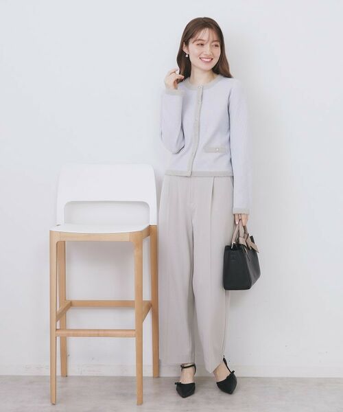 index / インデックス カーディガン・ボレロ | フェザーバイカラークルーネックカーディガン【洗濯機OK】 | 詳細10