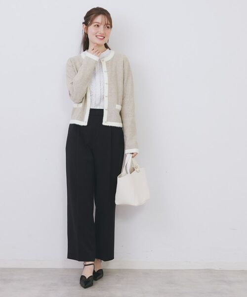 index / インデックス カーディガン・ボレロ | フェザーバイカラークルーネックカーディガン【洗濯機OK】 | 詳細14