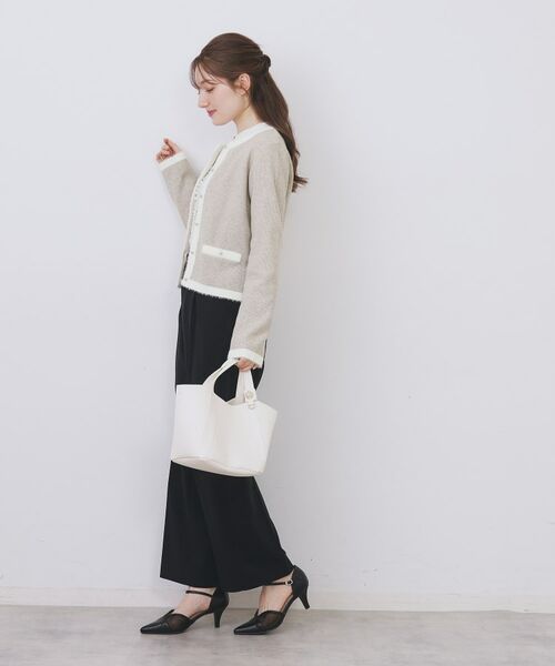 index / インデックス カーディガン・ボレロ | フェザーバイカラークルーネックカーディガン【洗濯機OK】 | 詳細15