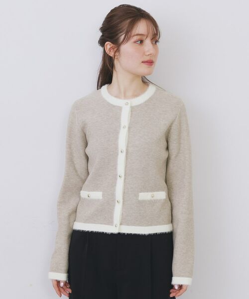 index / インデックス カーディガン・ボレロ | フェザーバイカラークルーネックカーディガン【洗濯機OK】 | 詳細17