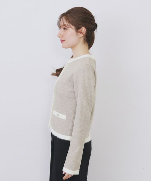 index / インデックス カーディガン・ボレロ | フェザーバイカラークルーネックカーディガン【洗濯機OK】 | 詳細18
