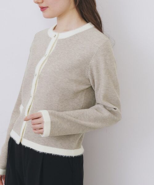 index / インデックス カーディガン・ボレロ | フェザーバイカラークルーネックカーディガン【洗濯機OK】 | 詳細21