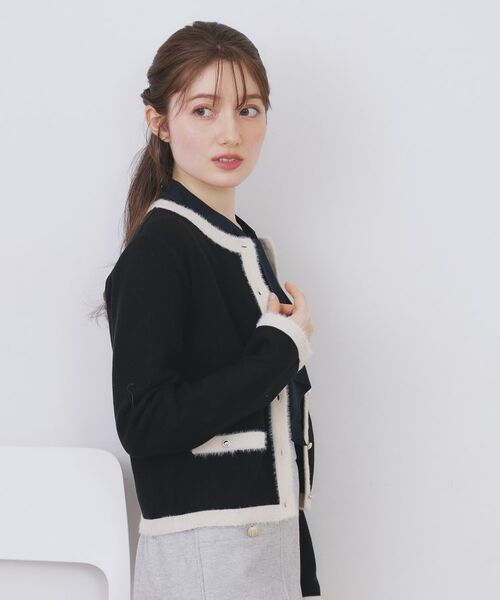index / インデックス カーディガン・ボレロ | フェザーバイカラークルーネックカーディガン【洗濯機OK】 | 詳細5