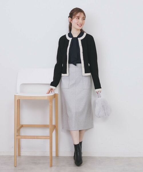 index / インデックス カーディガン・ボレロ | フェザーバイカラークルーネックカーディガン【洗濯機OK】 | 詳細7