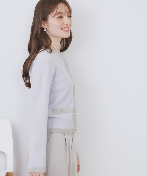 index / インデックス カーディガン・ボレロ | フェザーバイカラークルーネックカーディガン【洗濯機OK】 | 詳細9