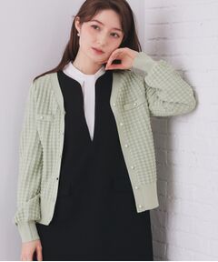 index / インデックス カーディガン・ボレロ | チェックジャカードカーディガン【洗濯機OK】