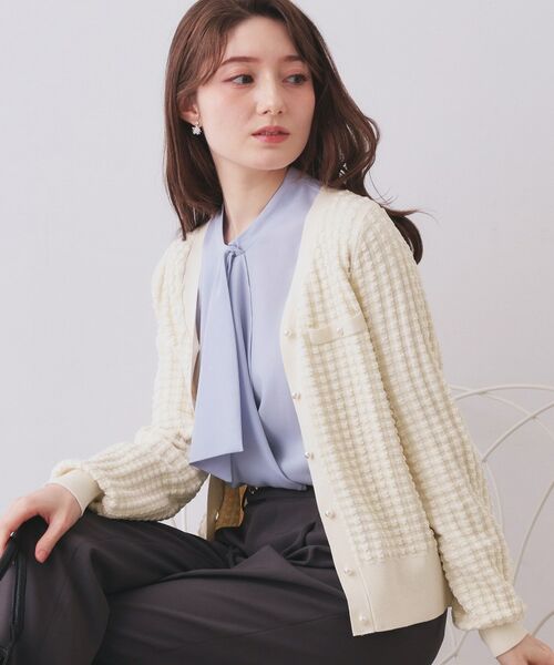 index / インデックス カーディガン・ボレロ | チェックジャカードカーディガン【洗濯機OK】(アイボリー(004))