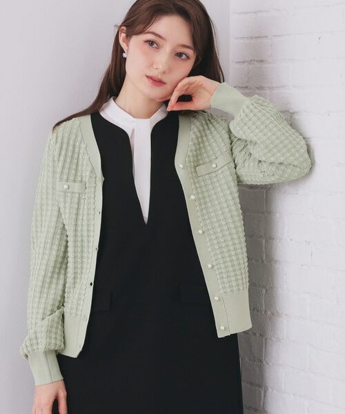 index / インデックス カーディガン・ボレロ | チェックジャカードカーディガン【洗濯機OK】(ミントグリーン(021))