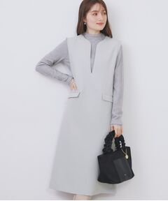 index / インデックス ミニ丈・ひざ丈ワンピース | キーネックジャンスカ【洗濯機OK/防シワ/イージーアイロン】