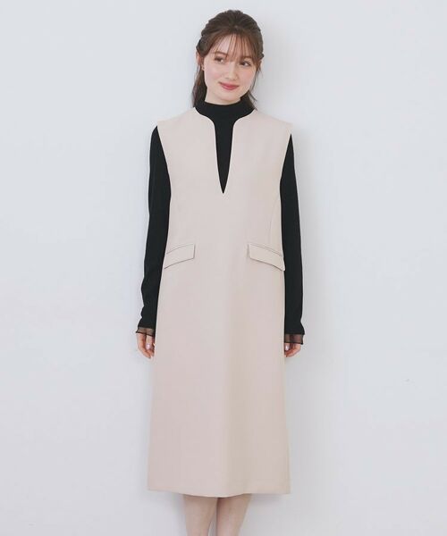 index / インデックス ミニ丈・ひざ丈ワンピース | キーネックジャンスカ【洗濯機OK/防シワ/イージーアイロン】 | 詳細13