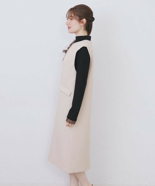 index / インデックス ミニ丈・ひざ丈ワンピース | キーネックジャンスカ【洗濯機OK/防シワ/イージーアイロン】 | 詳細14