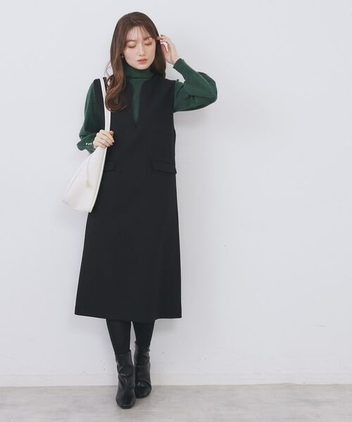 index / インデックス ミニ丈・ひざ丈ワンピース | キーネックジャンスカ【洗濯機OK/防シワ/イージーアイロン】 | 詳細2