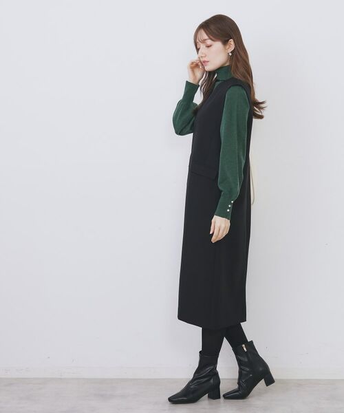 index / インデックス ミニ丈・ひざ丈ワンピース | キーネックジャンスカ【洗濯機OK/防シワ/イージーアイロン】 | 詳細3