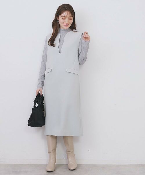 index / インデックス ミニ丈・ひざ丈ワンピース | キーネックジャンスカ【洗濯機OK/防シワ/イージーアイロン】 | 詳細6