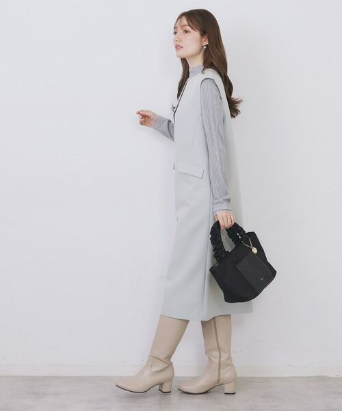 index / インデックス ミニ丈・ひざ丈ワンピース | キーネックジャンスカ【洗濯機OK/防シワ/イージーアイロン】 | 詳細7