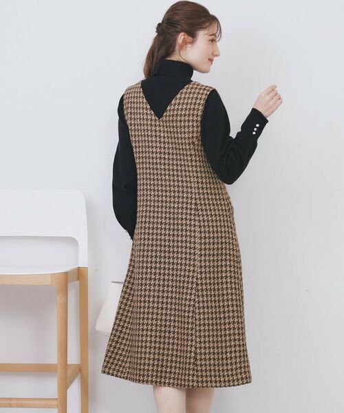 index / インデックス ミニ丈・ひざ丈ワンピース | ラメスパンコール千鳥柄ジャンスカ【洗濯機OK/イージーアイロン】 | 詳細1