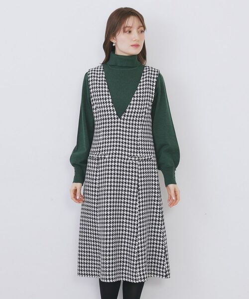 index / インデックス ミニ丈・ひざ丈ワンピース | ラメスパンコール千鳥柄ジャンスカ【洗濯機OK/イージーアイロン】 | 詳細13