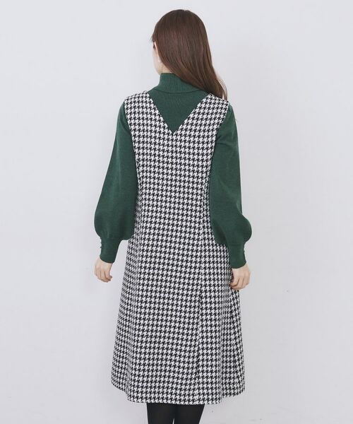 index / インデックス ミニ丈・ひざ丈ワンピース | ラメスパンコール千鳥柄ジャンスカ【洗濯機OK/イージーアイロン】 | 詳細15