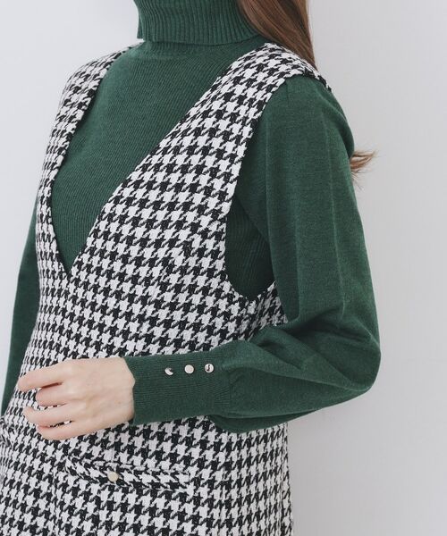 index / インデックス ミニ丈・ひざ丈ワンピース | ラメスパンコール千鳥柄ジャンスカ【洗濯機OK/イージーアイロン】 | 詳細17