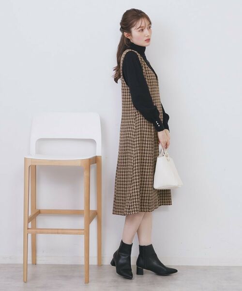 index / インデックス ミニ丈・ひざ丈ワンピース | ラメスパンコール千鳥柄ジャンスカ【洗濯機OK/イージーアイロン】 | 詳細3