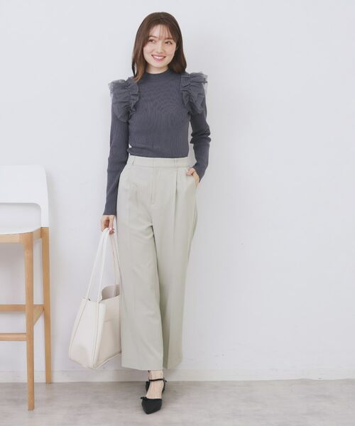 index / インデックス パンツ | 裏起毛ストレッチワイドパンツ【洗濯機OK/イージーアイロン】 | 詳細2