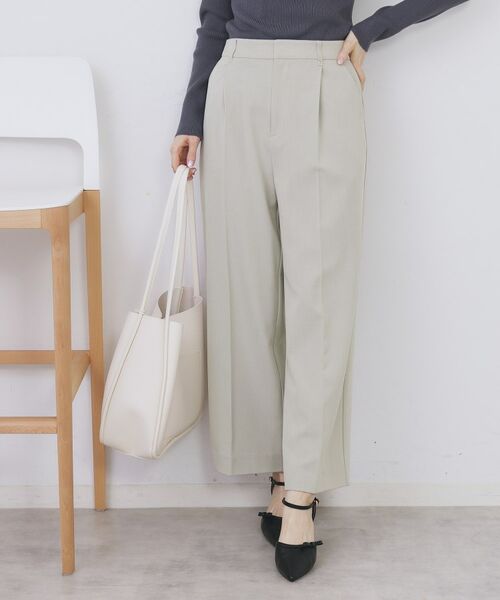 index / インデックス パンツ | 裏起毛ストレッチワイドパンツ【洗濯機OK/イージーアイロン】(ライトグレー(011))