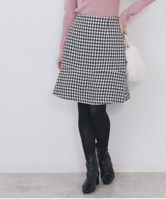 index / インデックス ミニ・ひざ丈スカート | ラメスパンコール千鳥柄ペプラムミニスカート【洗濯機OK/イージーアイロン】