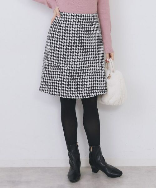 index / インデックス ミニ・ひざ丈スカート | ラメスパンコール千鳥柄ペプラムミニスカート【洗濯機OK/イージーアイロン】 | 詳細1