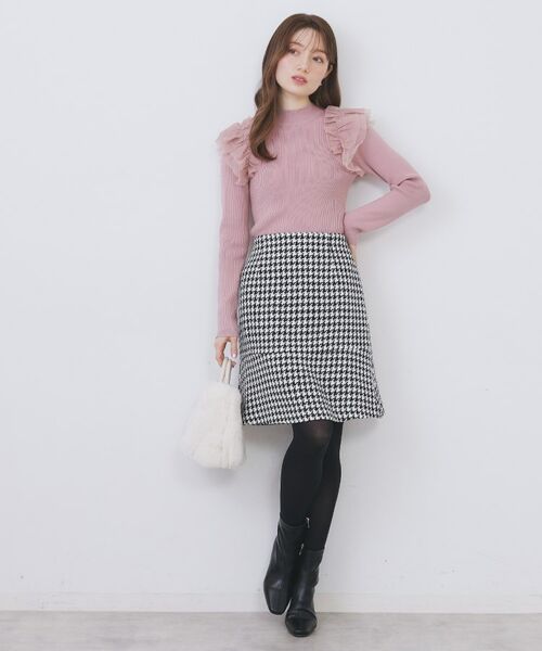 index / インデックス ミニ・ひざ丈スカート | ラメスパンコール千鳥柄ペプラムミニスカート【洗濯機OK/イージーアイロン】 | 詳細2