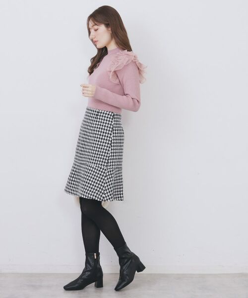 index / インデックス ミニ・ひざ丈スカート | ラメスパンコール千鳥柄ペプラムミニスカート【洗濯機OK/イージーアイロン】 | 詳細3