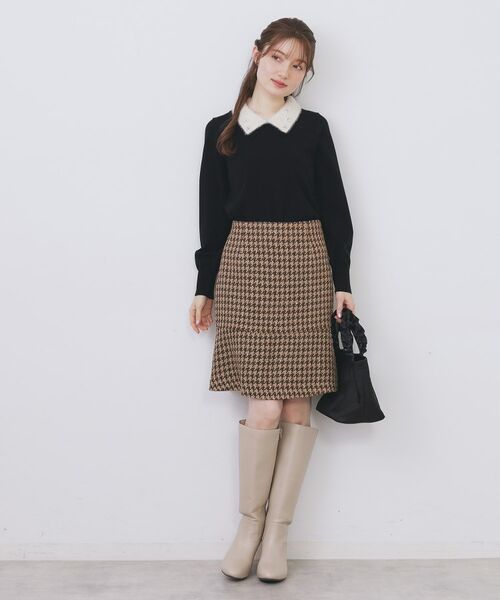 index / インデックス ミニ・ひざ丈スカート | ラメスパンコール千鳥柄ペプラムミニスカート【洗濯機OK/イージーアイロン】 | 詳細6