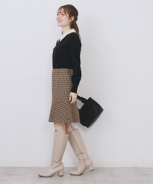 index / インデックス ミニ・ひざ丈スカート | ラメスパンコール千鳥柄ペプラムミニスカート【洗濯機OK/イージーアイロン】 | 詳細7