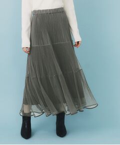 index / インデックス ロング・マキシ丈スカート | リバーシブルチュールティアードフレアスカート【洗濯機可OK】