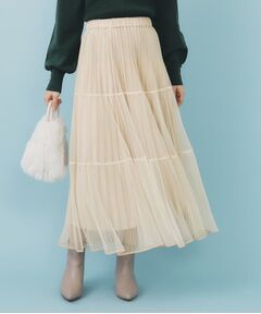 index / インデックス ロング・マキシ丈スカート | リバーシブルチュールティアードフレアスカート【洗濯機可OK】