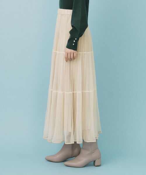 index / インデックス ロング・マキシ丈スカート | リバーシブルチュールティアードフレアスカート【洗濯機可OK】 | 詳細26