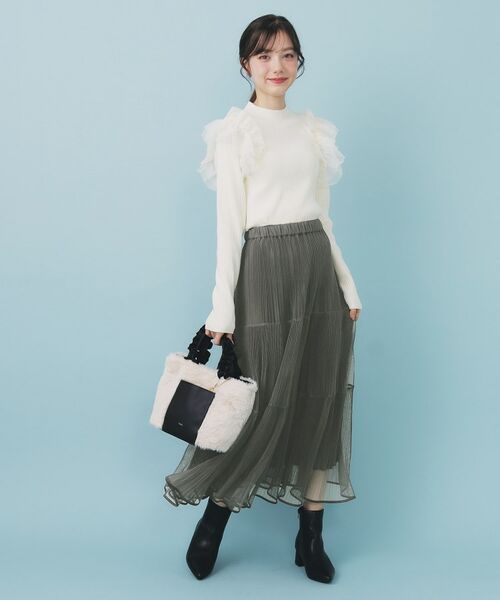 index / インデックス ロング・マキシ丈スカート | リバーシブルチュールティアードフレアスカート【洗濯機可OK】 | 詳細3