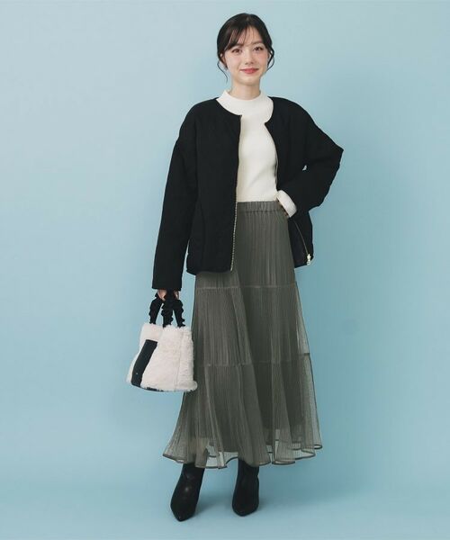 index / インデックス ロング・マキシ丈スカート | リバーシブルチュールティアードフレアスカート【洗濯機可OK】 | 詳細5