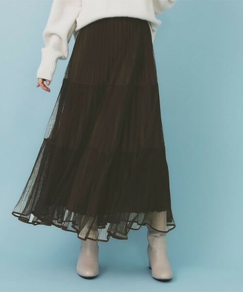 index / インデックス ロング・マキシ丈スカート | リバーシブルチュールティアードフレアスカート【洗濯機可OK】 | 詳細9