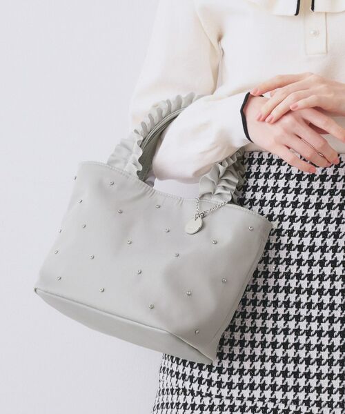 index / インデックス トートバッグ | 持ち手フリルビジューミドルトートバッグ【2WAY】 | 詳細1