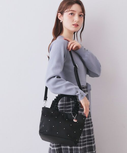 index / インデックス トートバッグ | 持ち手フリルビジューミドルトートバッグ【2WAY】 | 詳細3