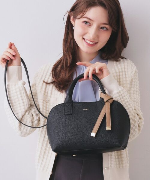 index / インデックス ボストンバッグ | 軽量合皮バイカラーミドルボストンバッグ【2WAY】（ブラック(019)）