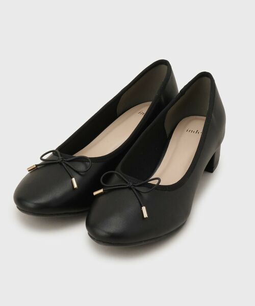 index / インデックス パンプス | ラウンドトゥヒールバレエシューズ(ブラック(019))