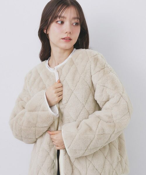 index / インデックス レザーブルゾン・ジャケット | リバーシブル キルティングファーブルゾン【洗濯機OK】 | 詳細1