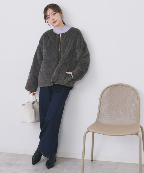 index / インデックス レザーブルゾン・ジャケット | リバーシブル キルティングファーブルゾン【洗濯機OK】 | 詳細11