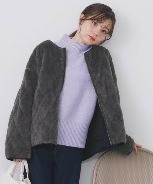 index / インデックス レザーブルゾン・ジャケット | リバーシブル キルティングファーブルゾン【洗濯機OK】 | 詳細9