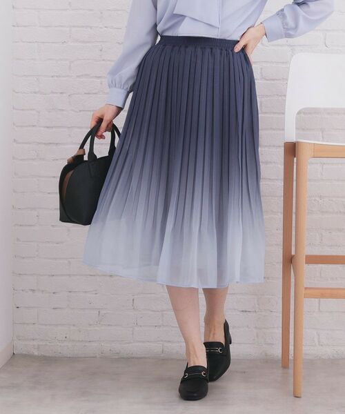 index / インデックス ロング・マキシ丈スカート | 選べる丈 シフォンプリーツスカート【洗濯機OK/イージーアイロン/防シワ】(ブルー(591))