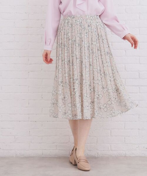 index / インデックス ロング・マキシ丈スカート | 選べる丈 シフォンプリーツスカート【洗濯機OK/イージーアイロン/防シワ】(グレージュ(150))